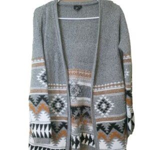 Rue 21 Open Front Knit Style Aztec Cardigan Sweater Womens Size XS